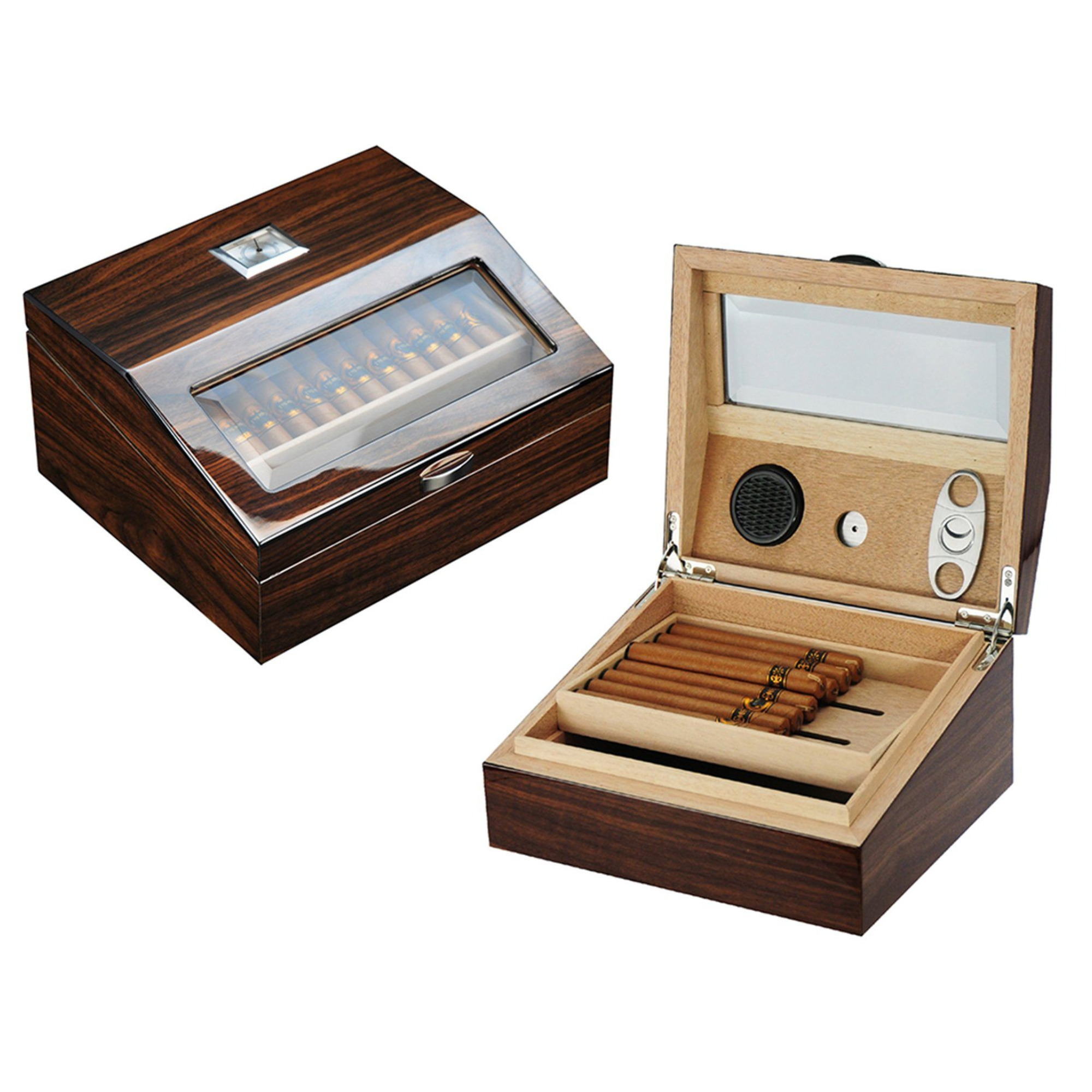50 CT Walnut Cigar Humidor Wooden Cabinet for Cigars