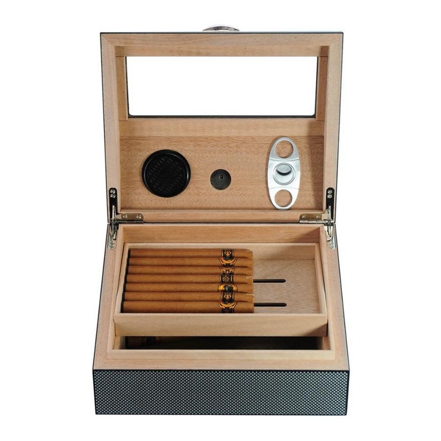 50 CT Carbon Fibre Cigar Humidor Wooden Cabinet for Cigars