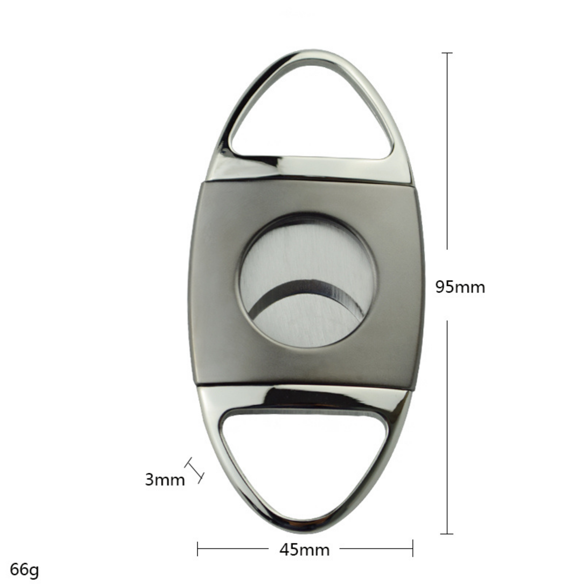 Silver Two Finger 64 Ring Gauge Cigar Cutter Boxed