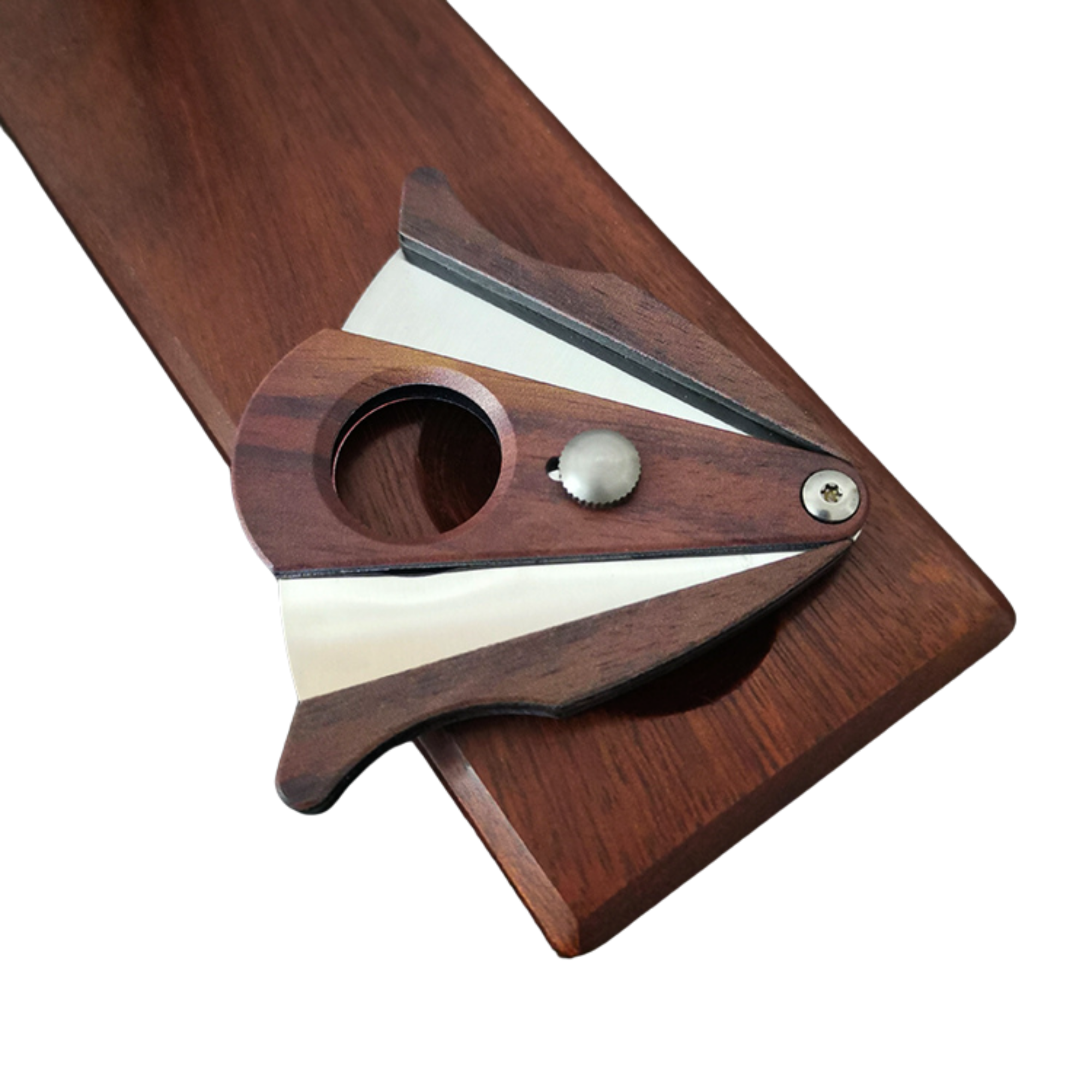 Wood And Stainless Steel 56 Ring Gaugel Cigar Cutter With Cut And Lock System