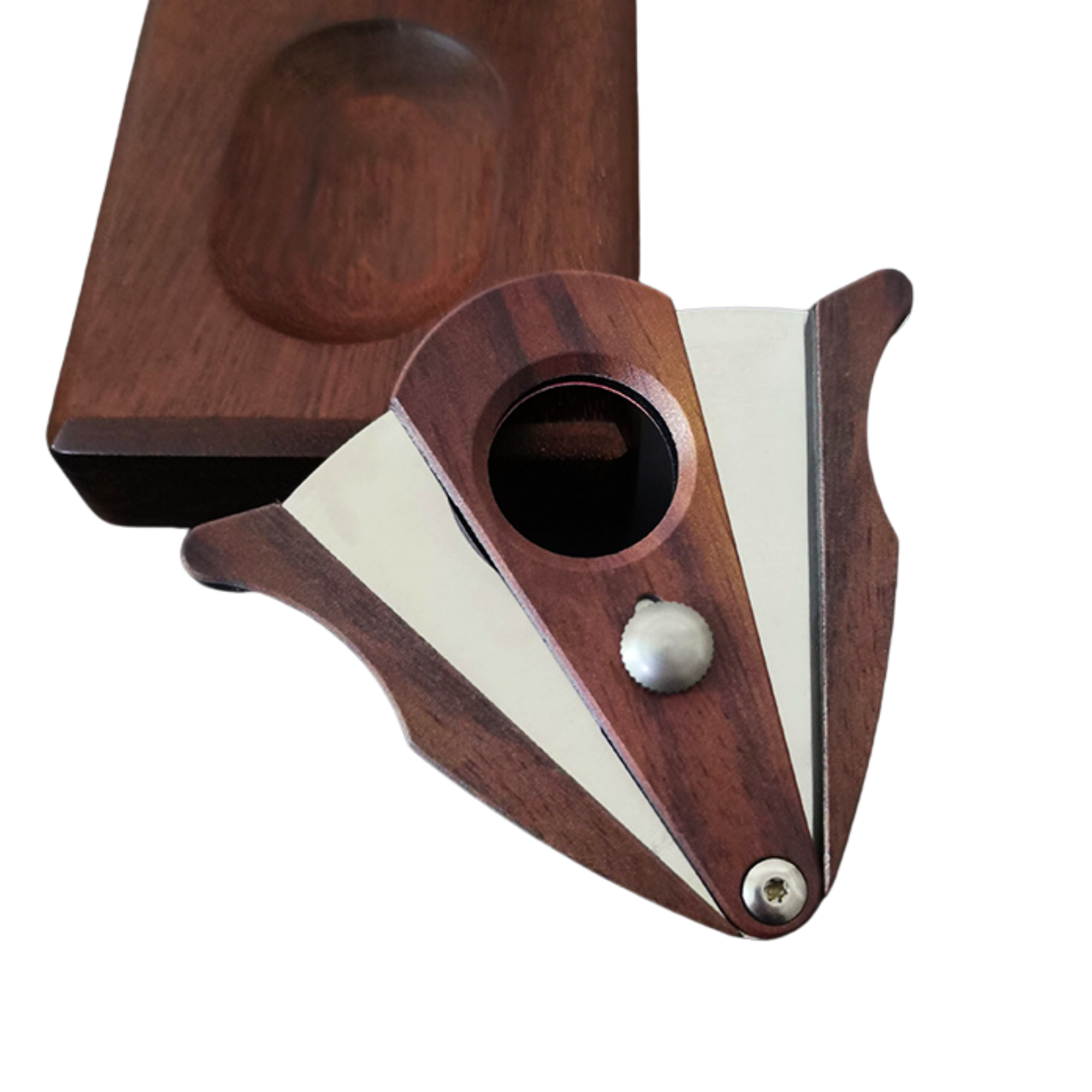 Wood And Stainless Steel 56 Ring Gaugel Cigar Cutter With Cut And Lock System