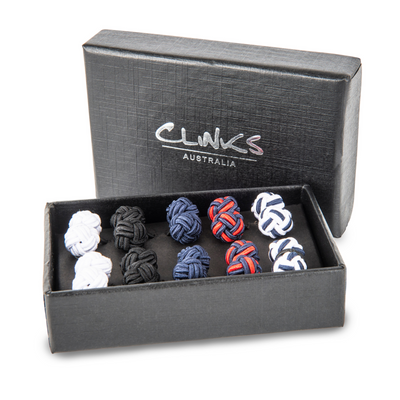 5 Pair Silk Knot Boxed Cufflink Set
