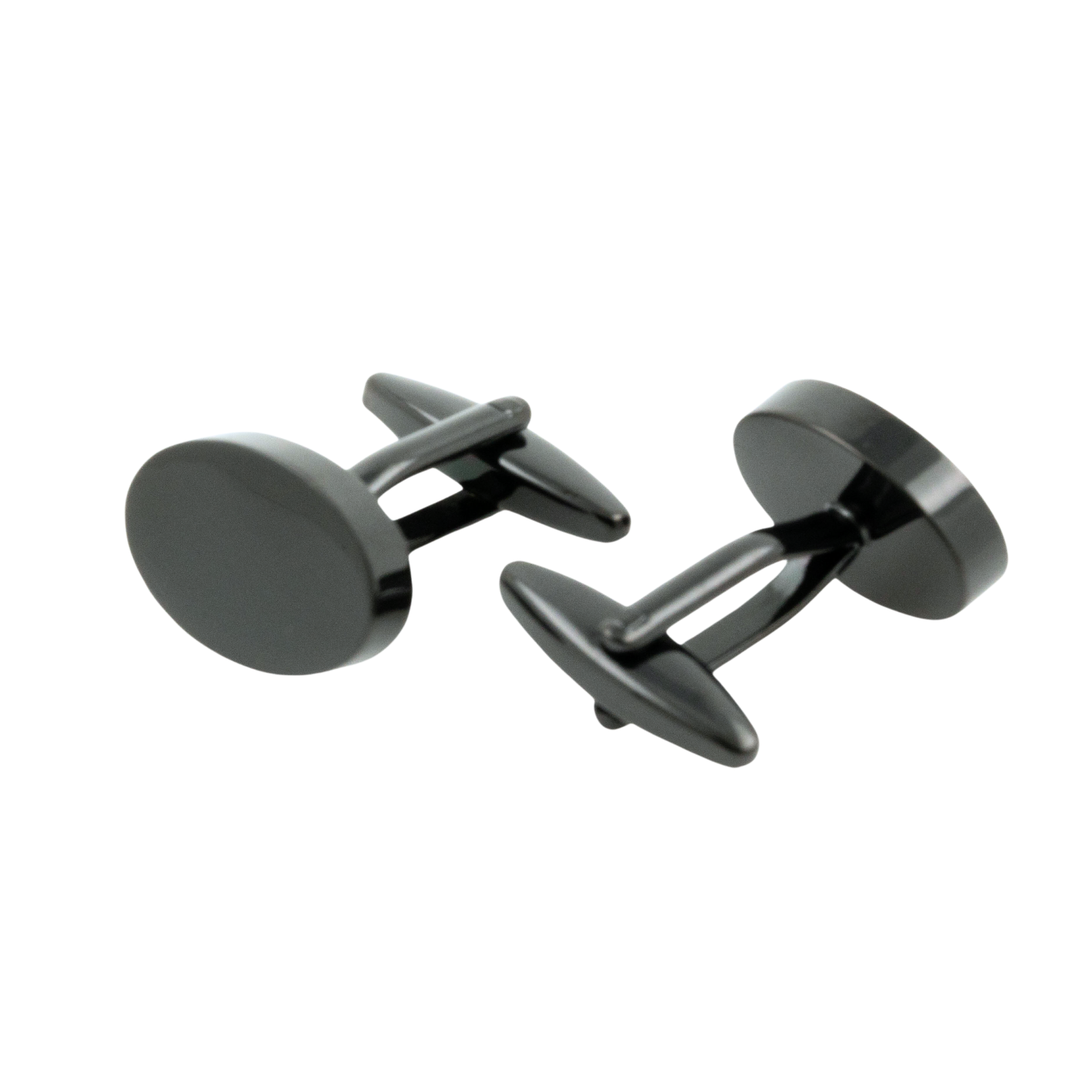 Oval Gunmetal Engravable Cufflinks