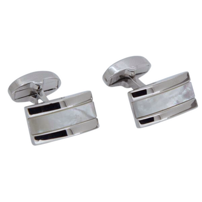 Mother of Pearl in Silver Rectangle Cufflinks