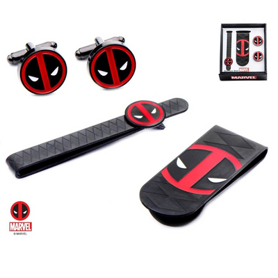 Marvel Deadpool Gift Set with Cufflinks Tie Bar and Money Clip