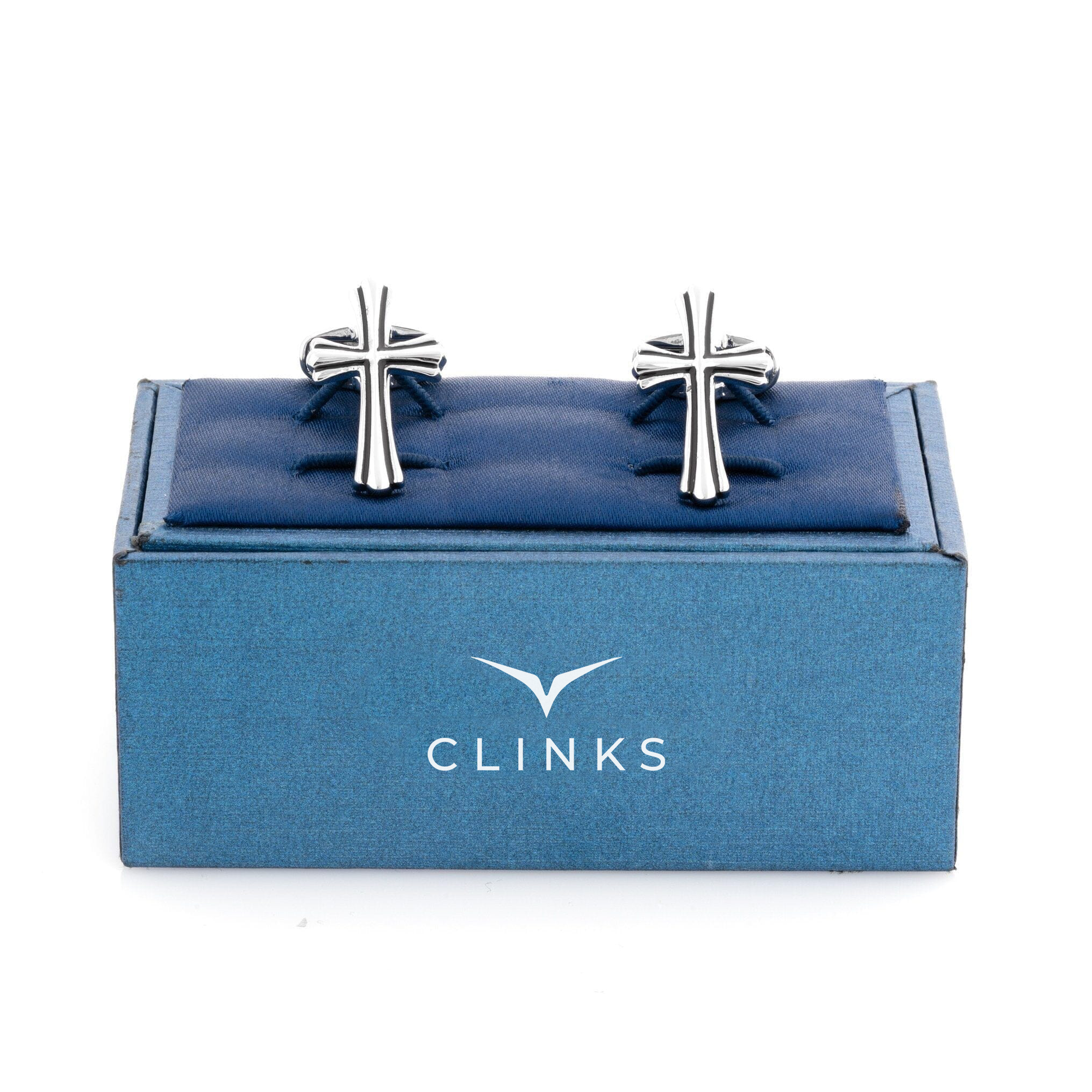 Fleurie Cross Silver & Black Enamel Cufflinks