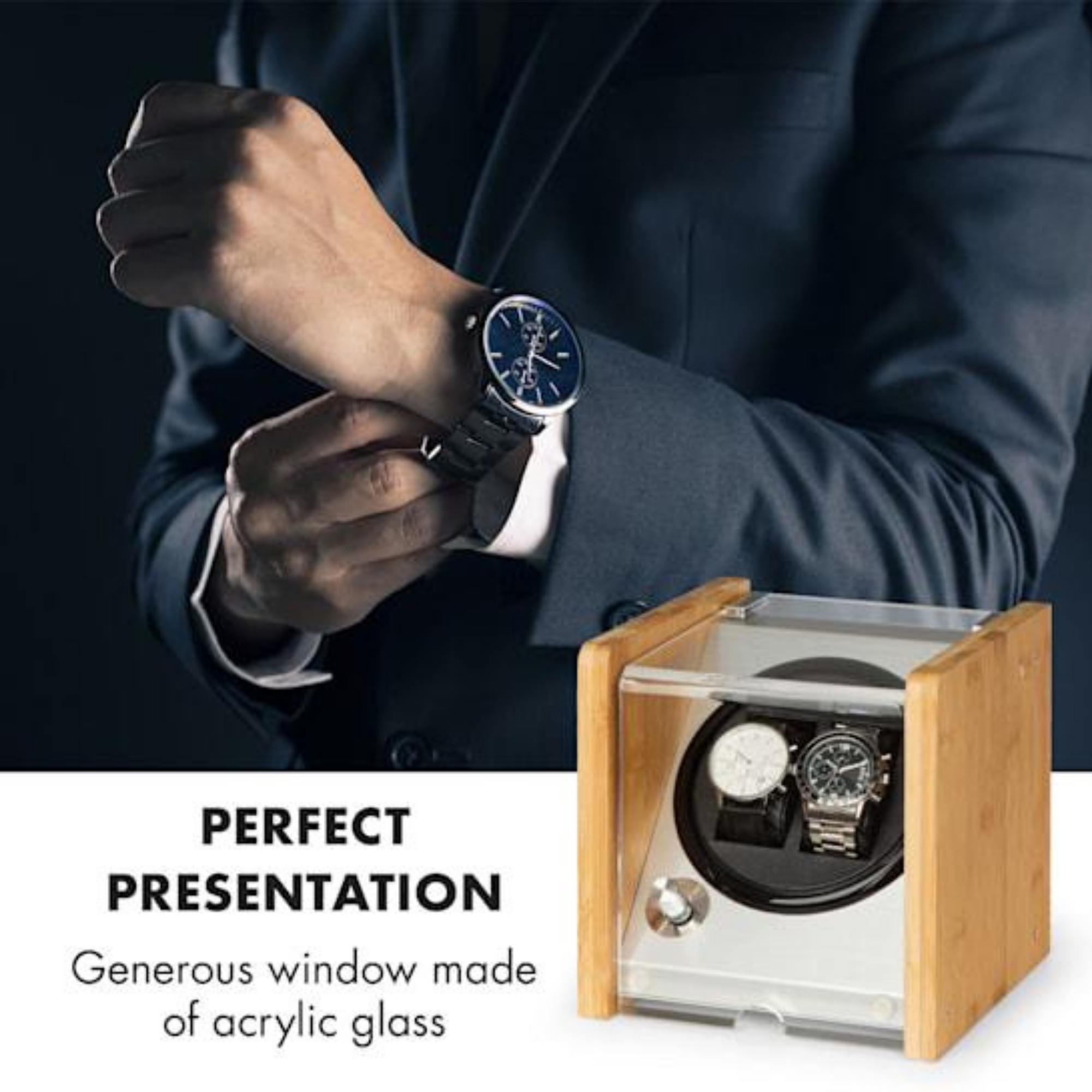 BLAQ Watch Winder Box 2 Watches in Aluminum & Bamboo