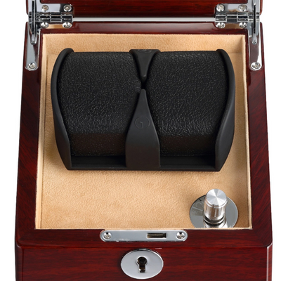 Lindeman Mahogany Watch Winder Box for 2 Watches (Single Rotor)
