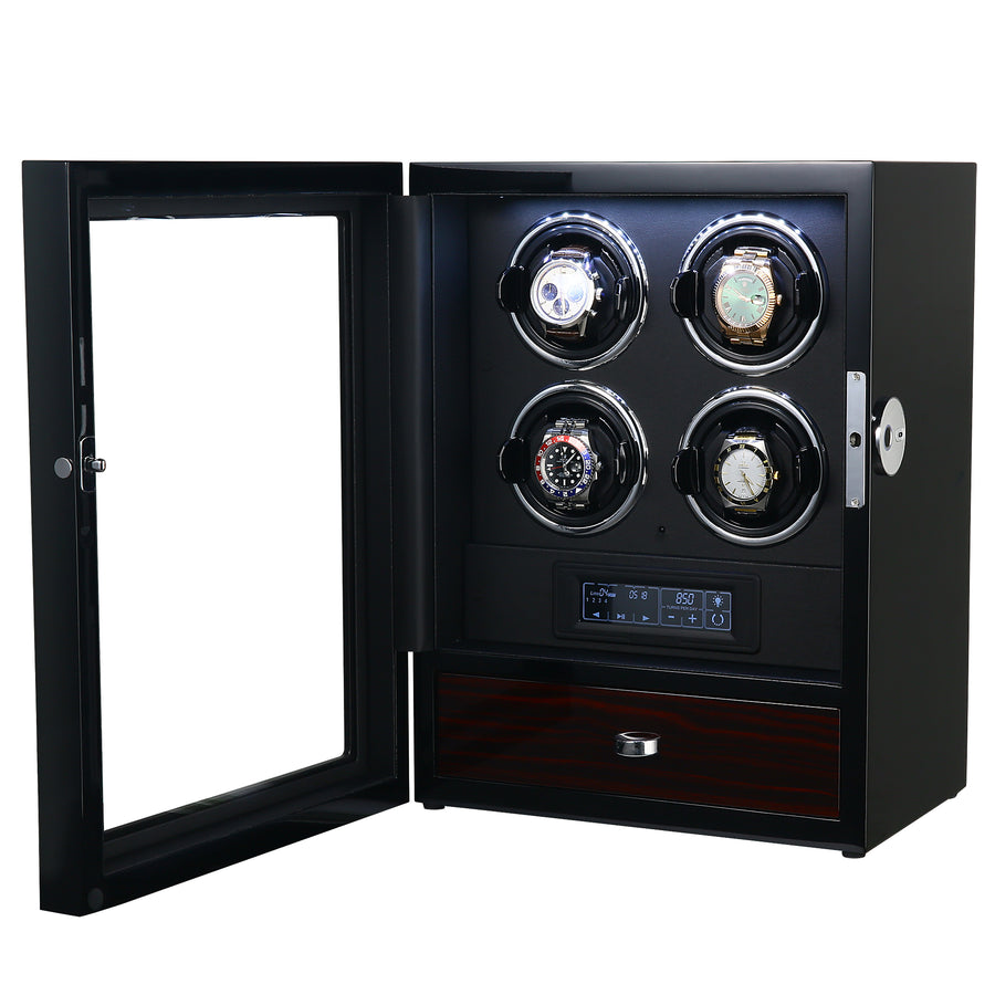 Yarra Quad Watch Winder for 4 + Drawer with Fingerprint Lock