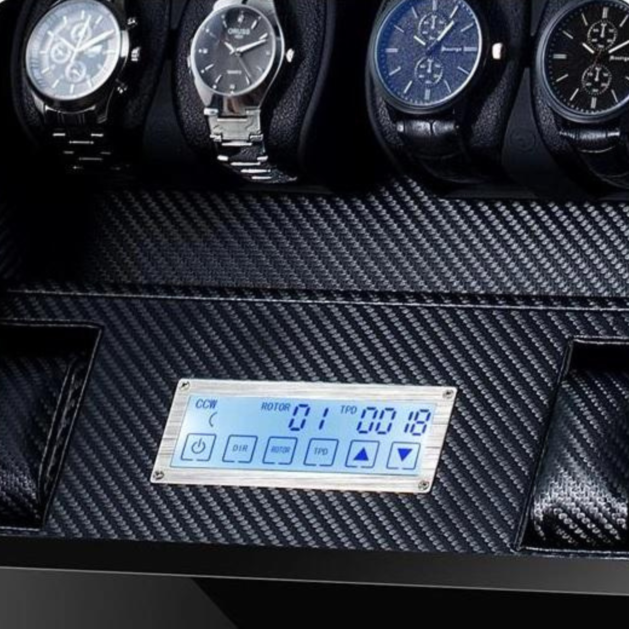 Kosciuszko Watch Winder Box for 12 + 2 Watches in Black