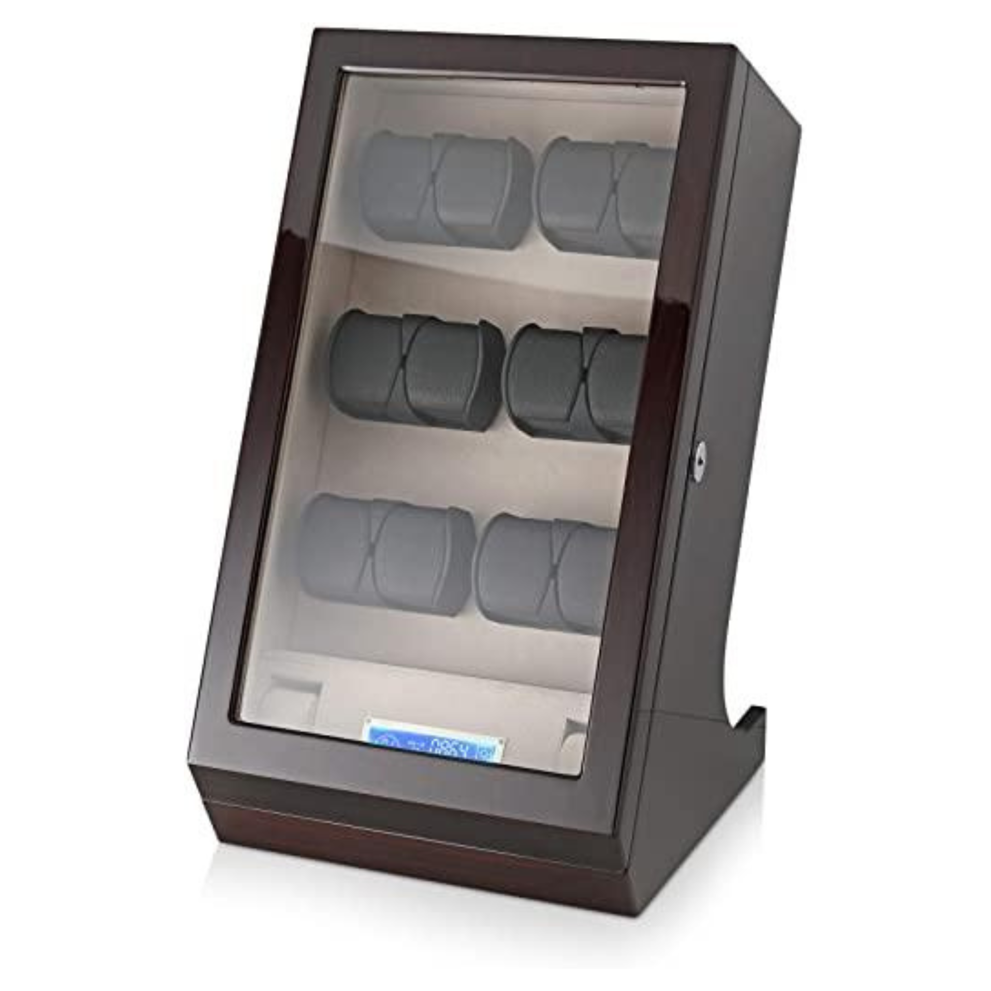 Kosciuszko Watch Winder Box for 12 + 2 Watches in Ebony + Gray
