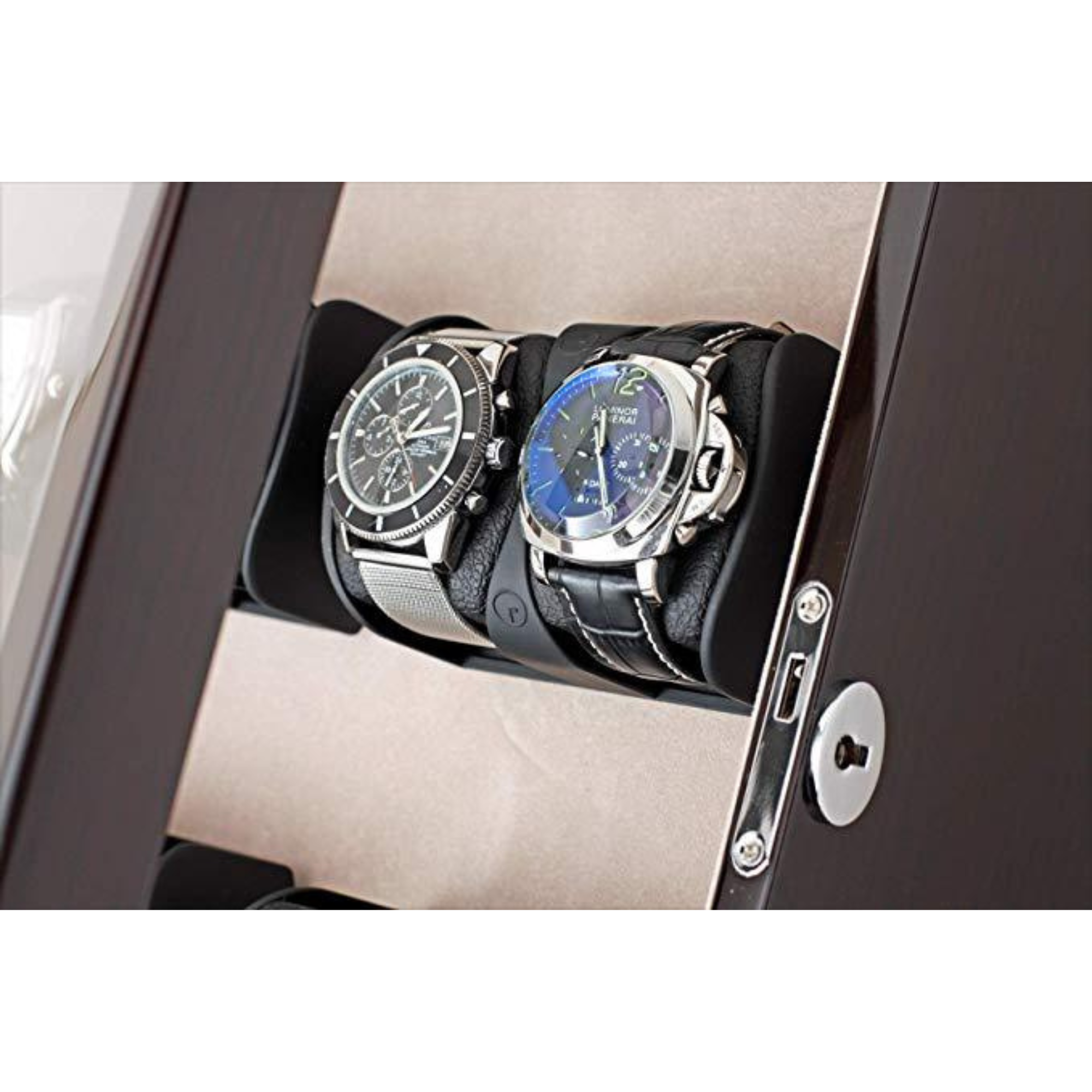 Kosciuszko Watch Winder Box for 12 + 2 Watches in Ebony + Gray