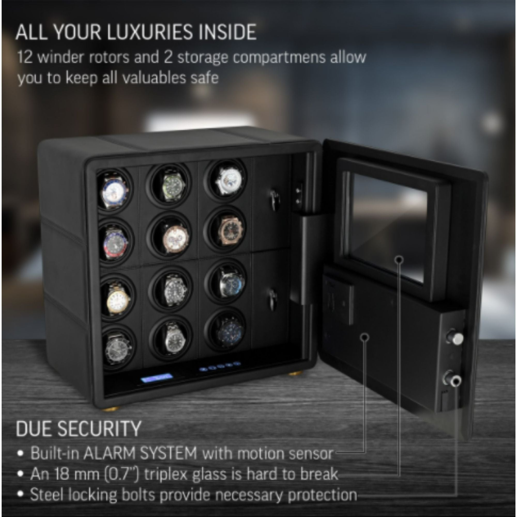 Vanguard Steel Watch Winder Security Safe with Digital Lock and Alarm