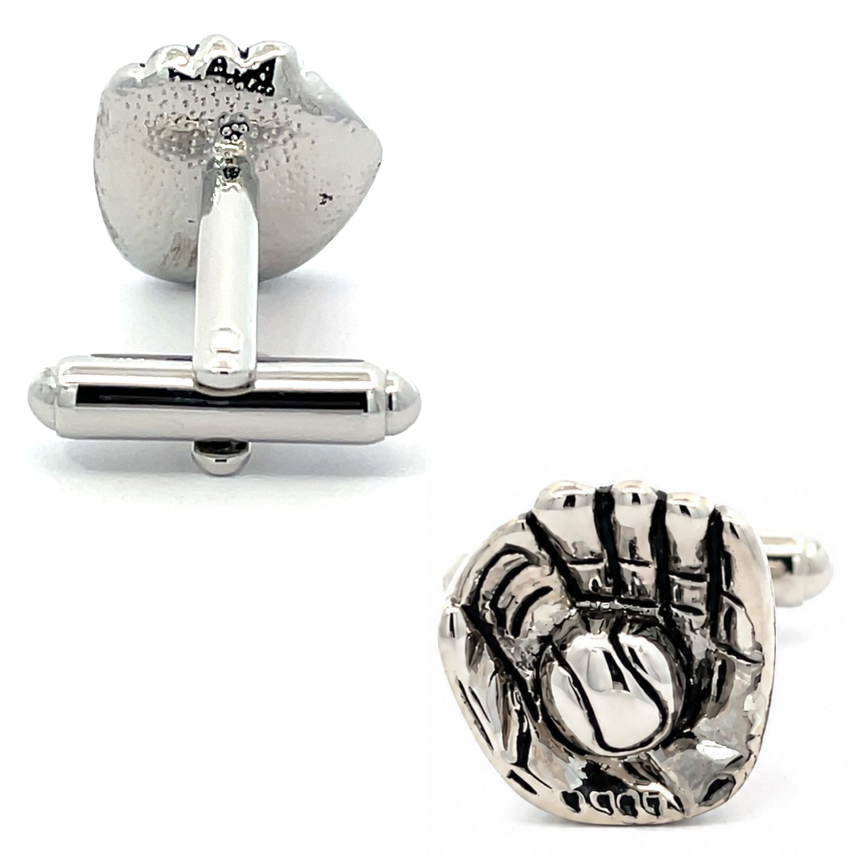 Baseball Glove and Ball Cufflinks Silver