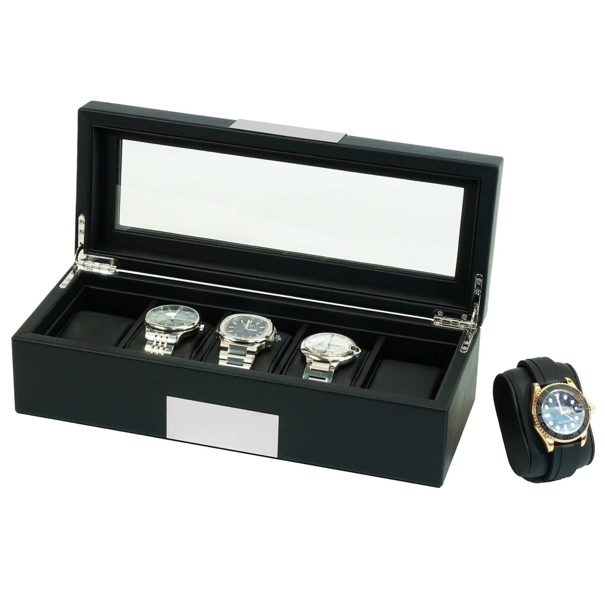 5 Slots Leather Watch Box