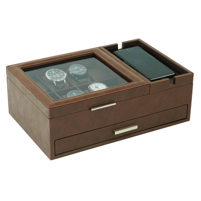 8 Slots Watch Box with Drawer in Brown