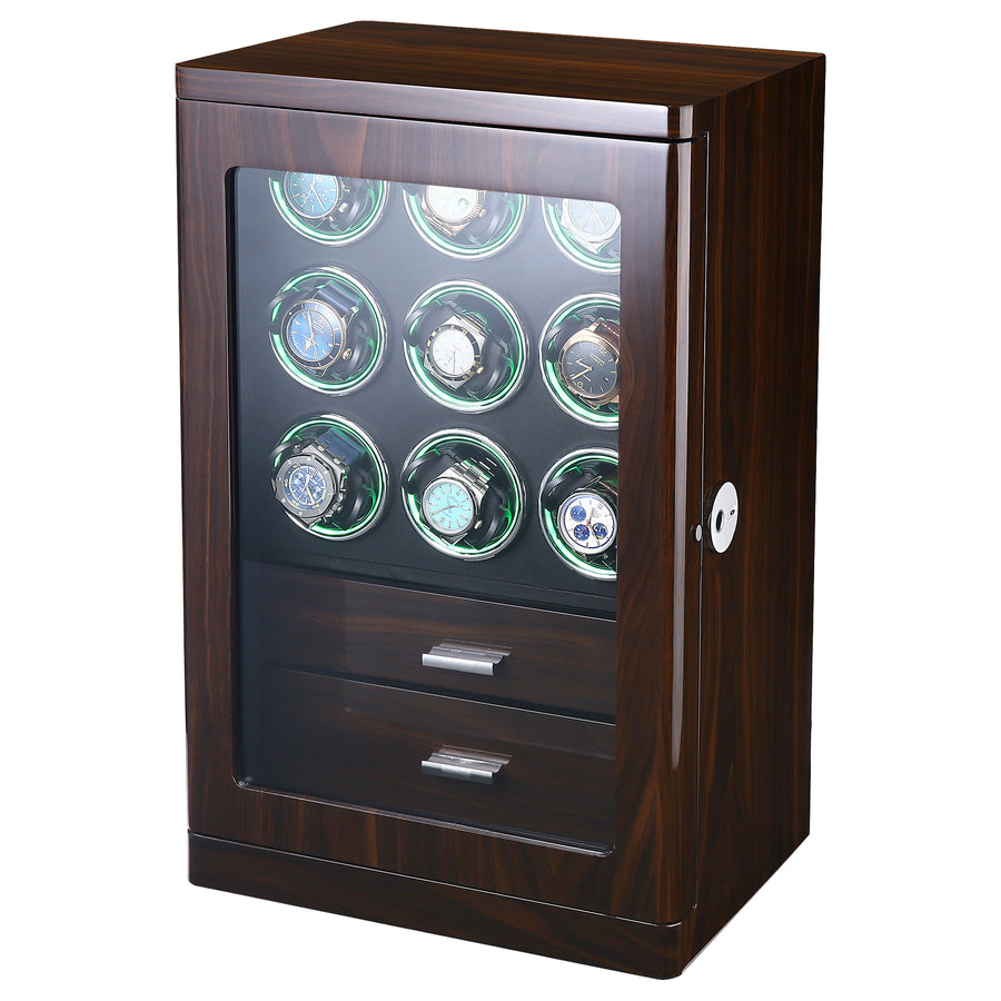 Esperance Watch Winder for 9 Watches with Fingerprint Lock and Drawer