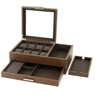 8 Slots Watch Box with Drawer in Brown