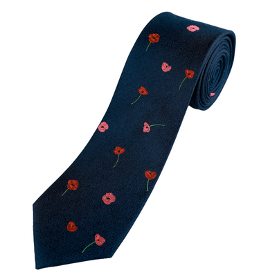 Poppy Tie Navy-Crimson