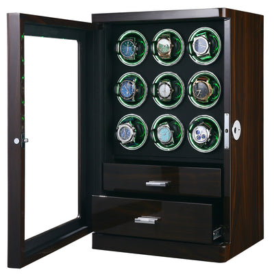 Esperance Watch Winder for 9 Watches with Fingerprint Lock and Drawer