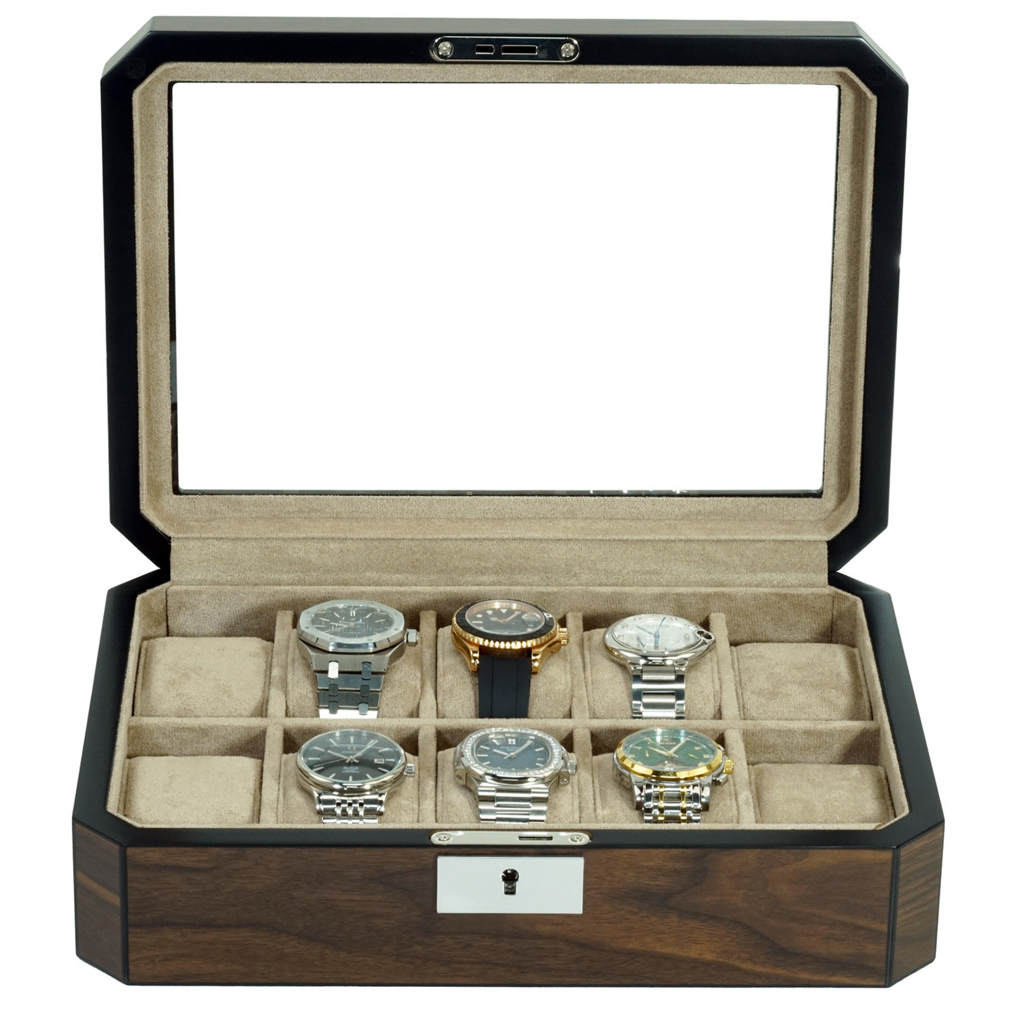 10 Slots Octagon Walnut Wooden Watch Box