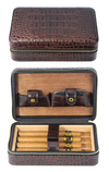 Dark Brown Cigar Humidor Leather Case for Cigars