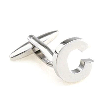 Silver Cut Out Initial Letter Cufflinks