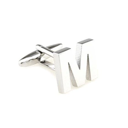 Silver Cut Out Initial Letter Cufflinks
