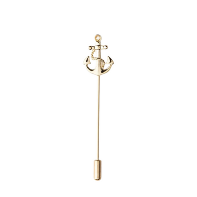 Anchor With Rope Lapel Stick Pin in Gold