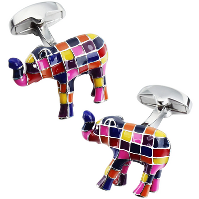 Multi Coloured Elephant Cufflinks