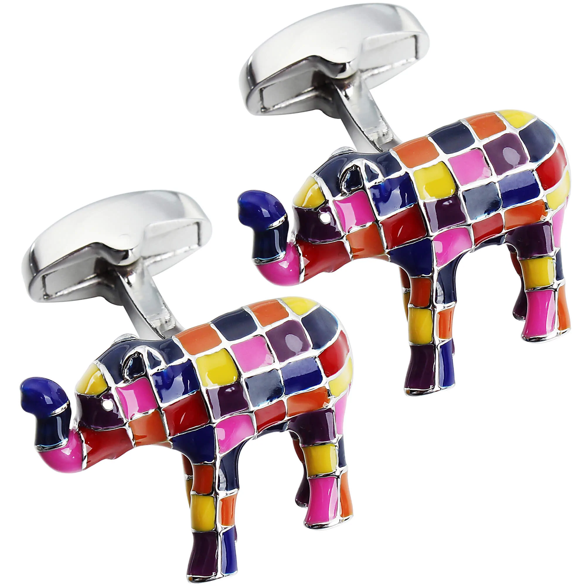Multi Coloured Elephant Cufflinks