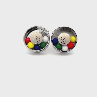 Moving  Ball Bearing Cufflinks with Colourful Balls