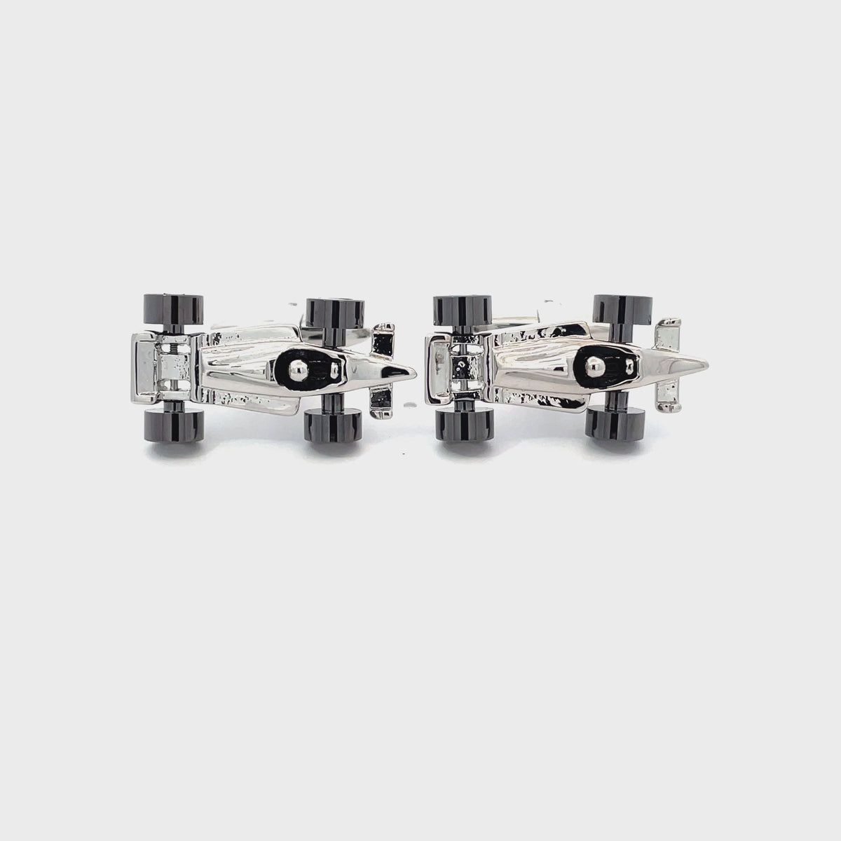 Silver F1 Cufflinks with Gunmetal Wheels