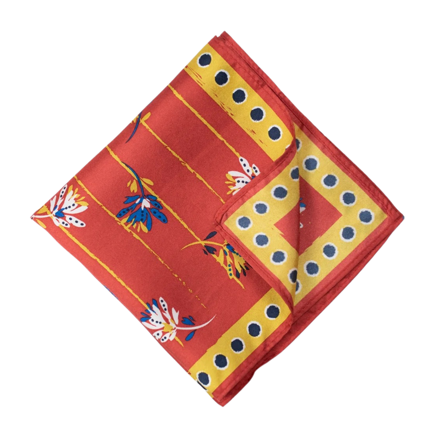 Red Floriana Print Pocket Square