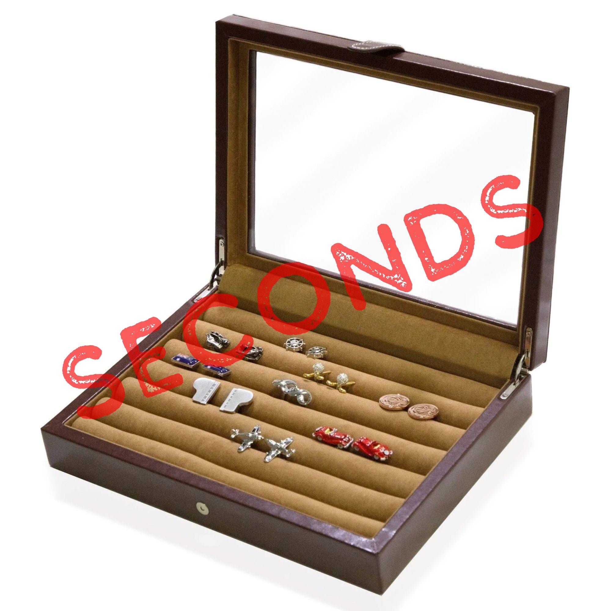 Seconds - 36 pair Bonded Leather Brown Croco Cufflink Box Seconds Clinks Australia 