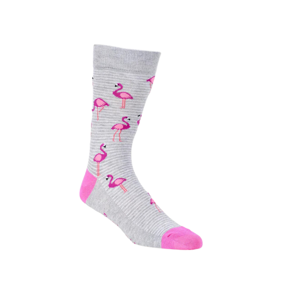Mens Grey Flamingo Bamboo Sock
