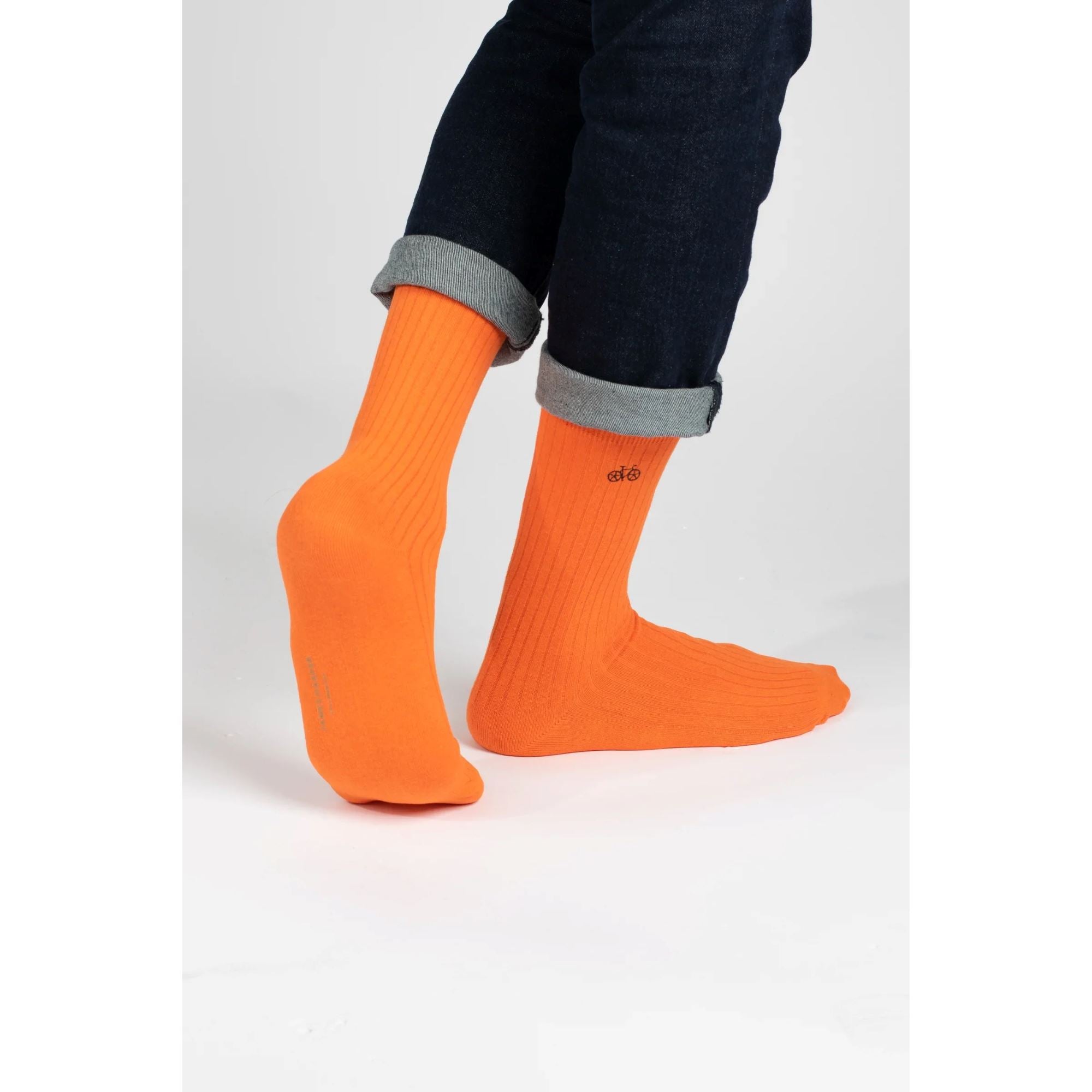 Orange Ribbed Socks Socks Clinks 