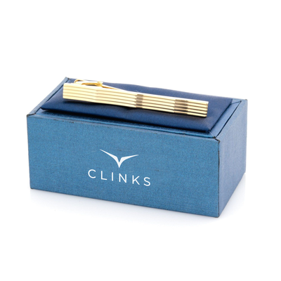 Gold Lines with Waves Tie Clip