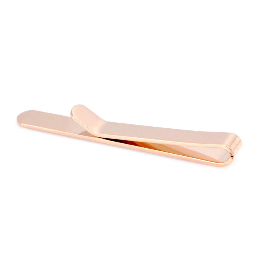 Shiny Rose Gold Tie Bar with curved end 50mm