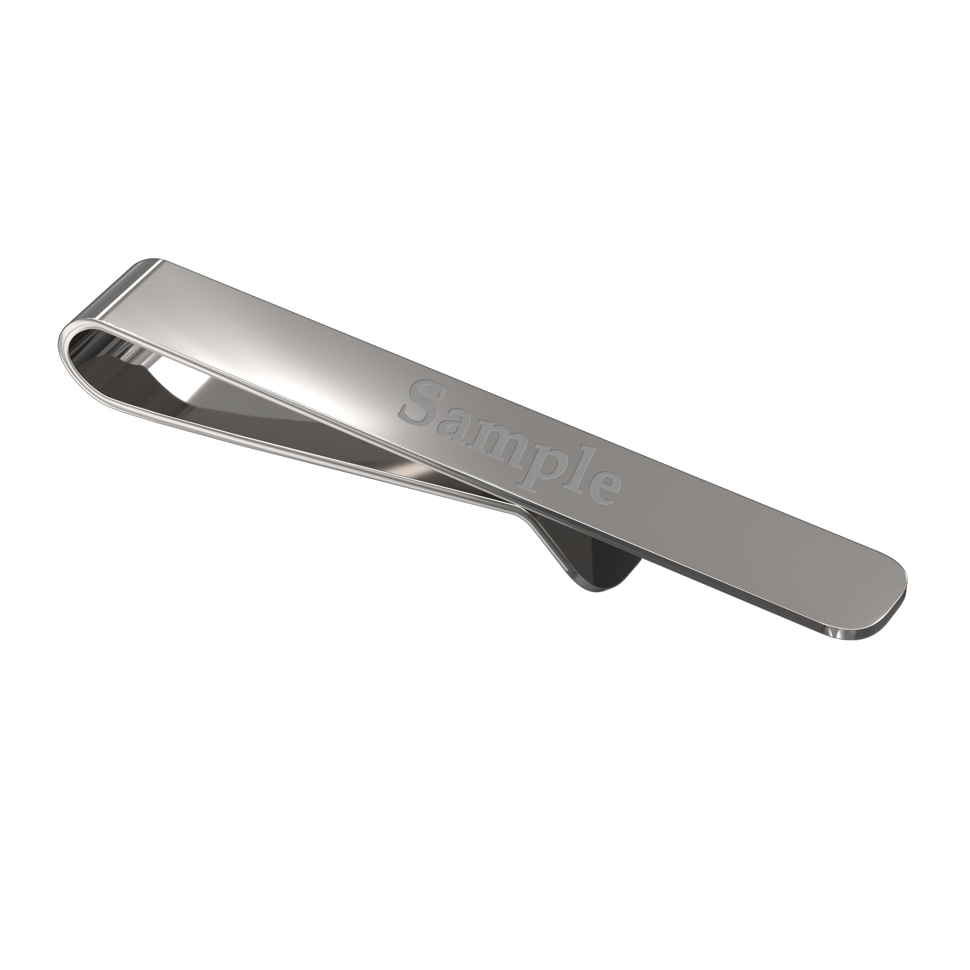 Engravable Shiny Silver Tie Bar with curved end 50mm