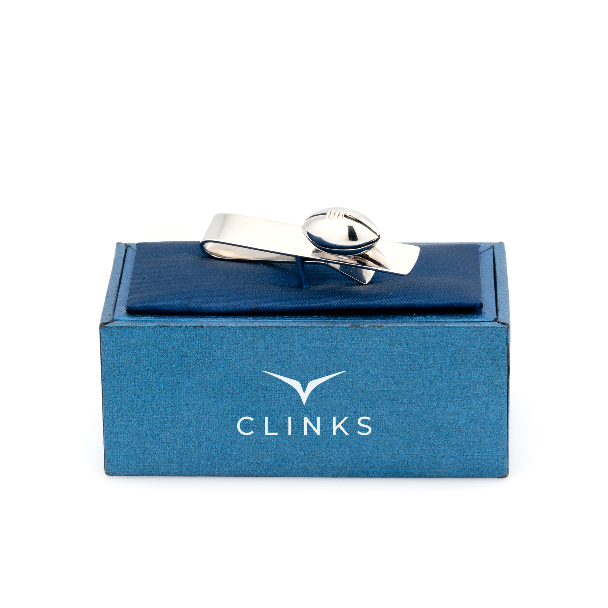 Footy / Rugby Silver Football Tie Bar