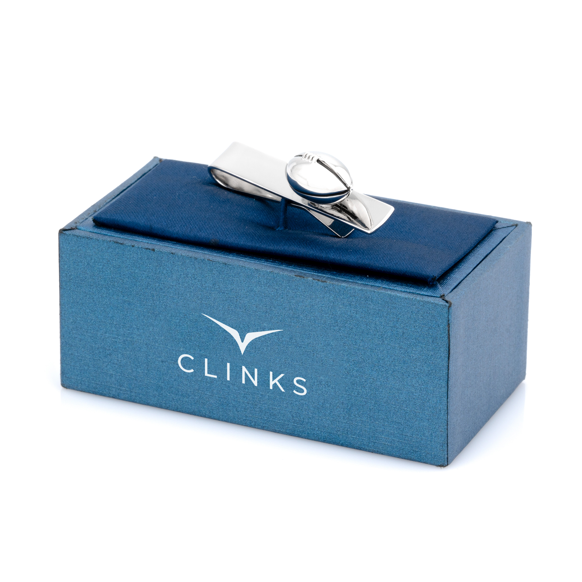 Footy / Rugby Silver Football Tie Bar