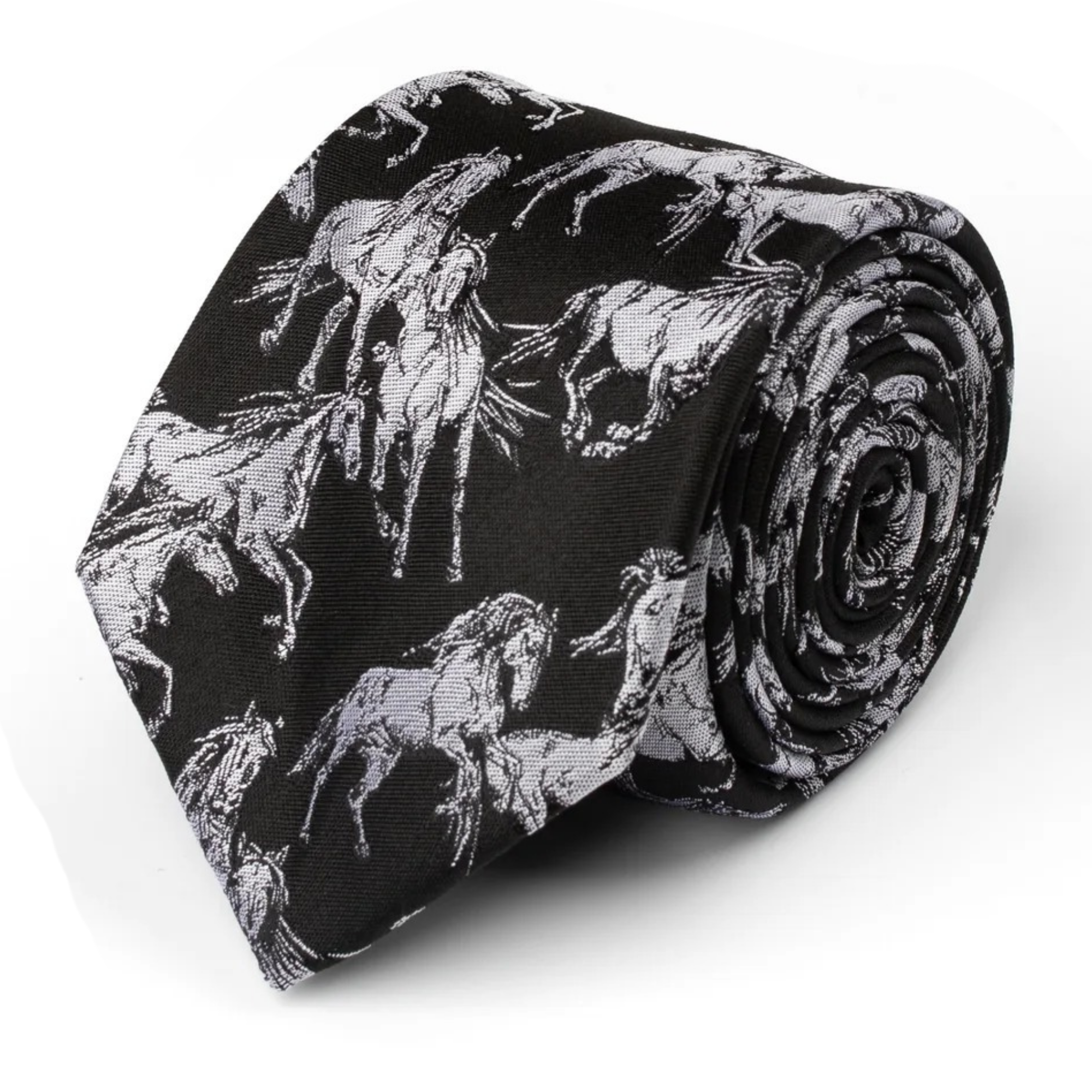 Black/ White Horse Tie