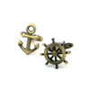 Ship Anchor Wheels Burnished Gold Cufflinks