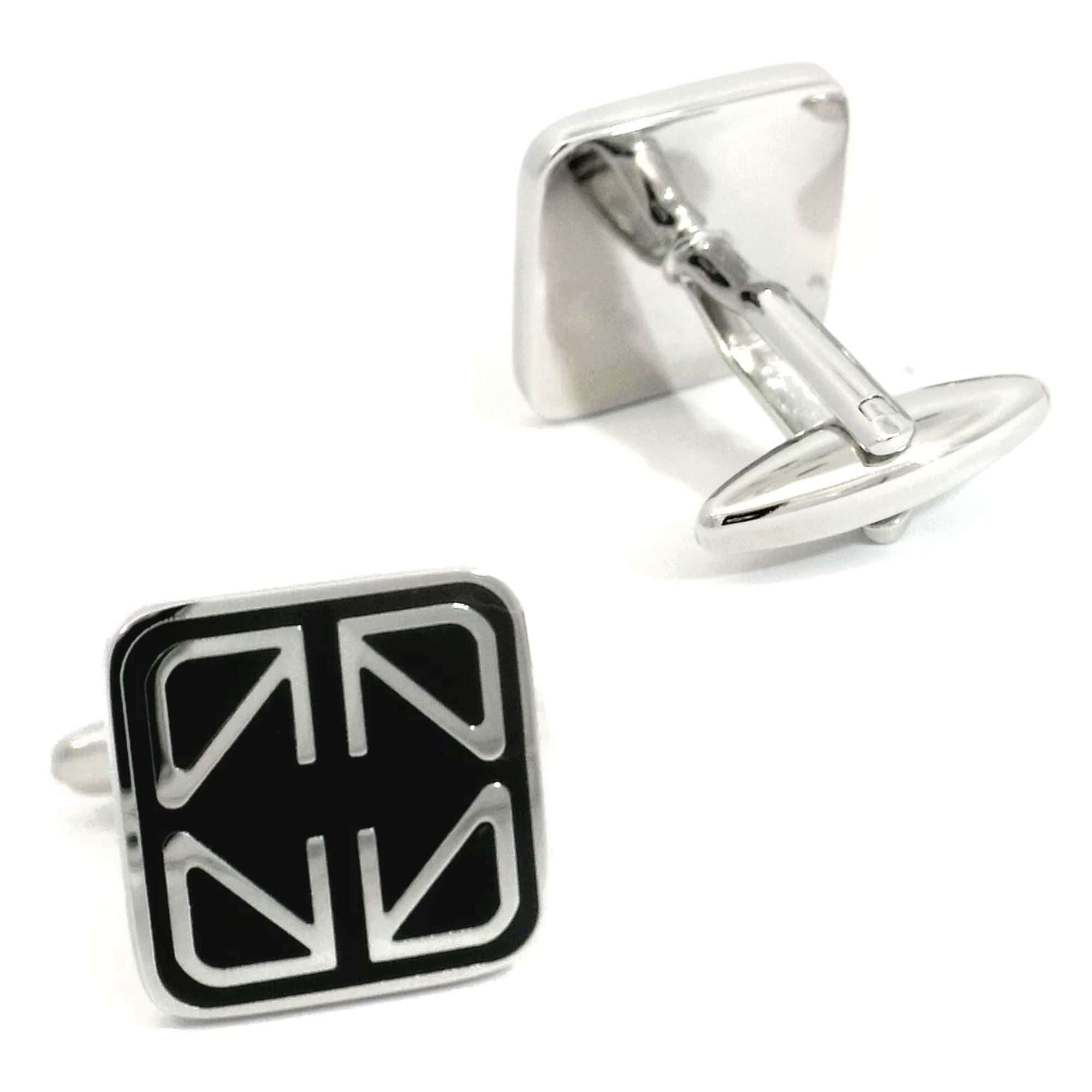 Black Enamel Geometric Cufflinks Classic & Modern Cufflinks Clinks Australia 