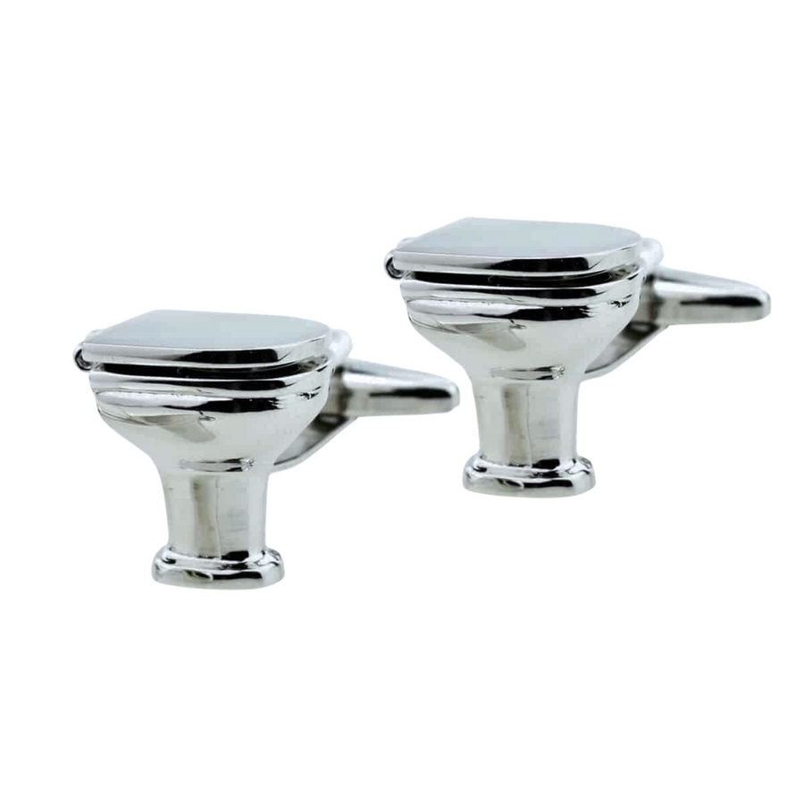 Plumbing Toilet Silver Cufflinks