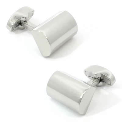 Shiny Silver Cylindrical Segment Cufflinks