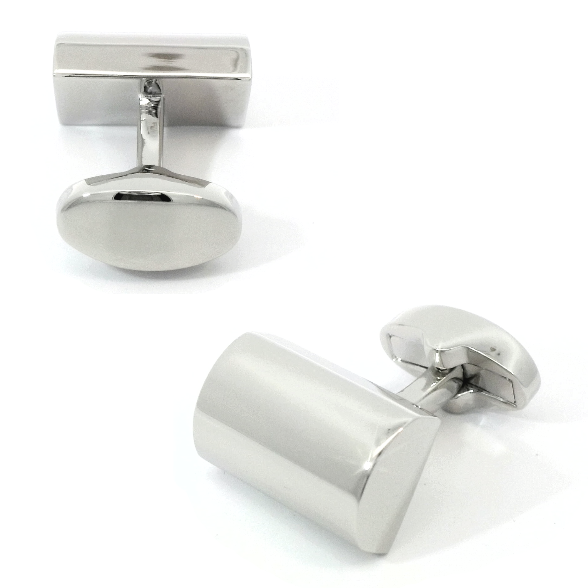 Shiny Silver Cylindrical Segment Cufflinks