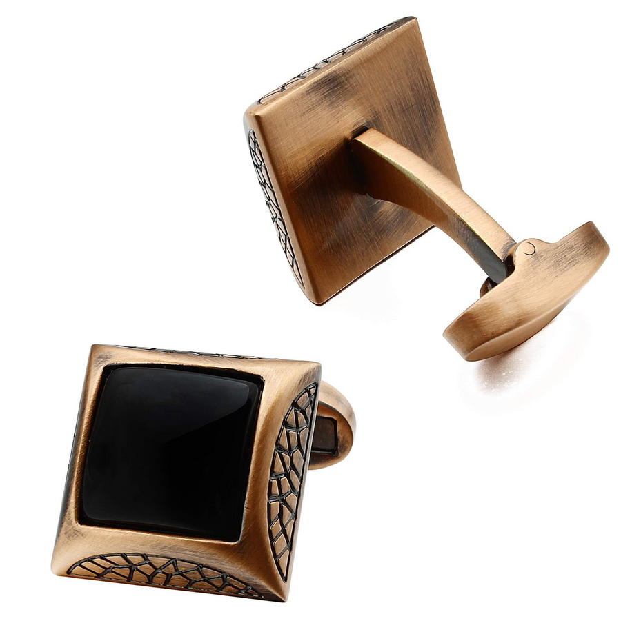 Onyx in Antique Copper Cufflinks