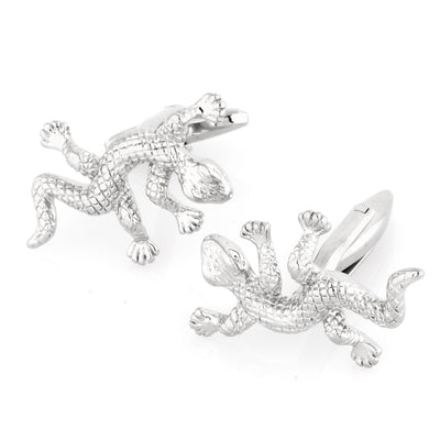 Silver Gecko Lizard Cufflinks